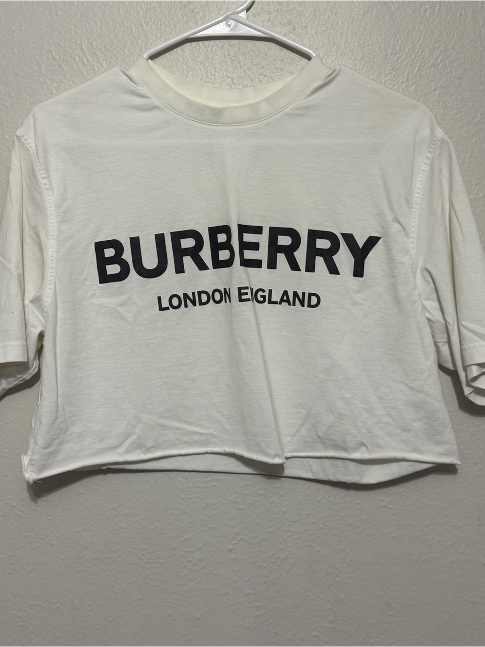 Burberry White Logo Crop T-Shirt